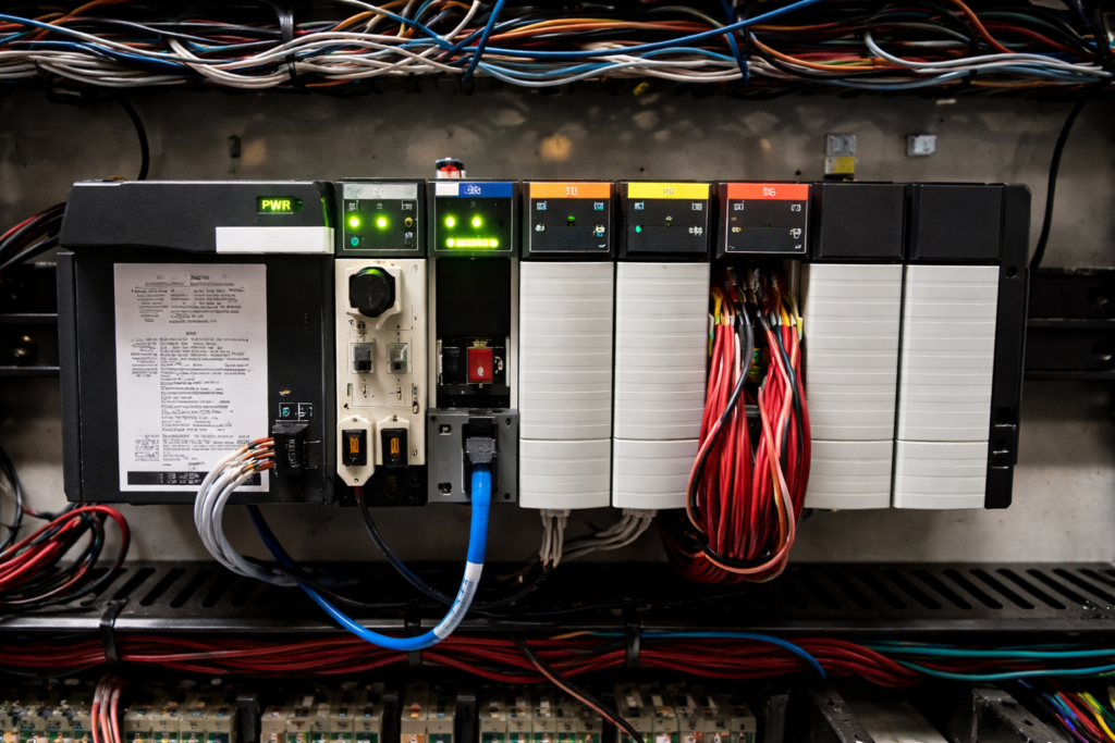 industrial control panel close up