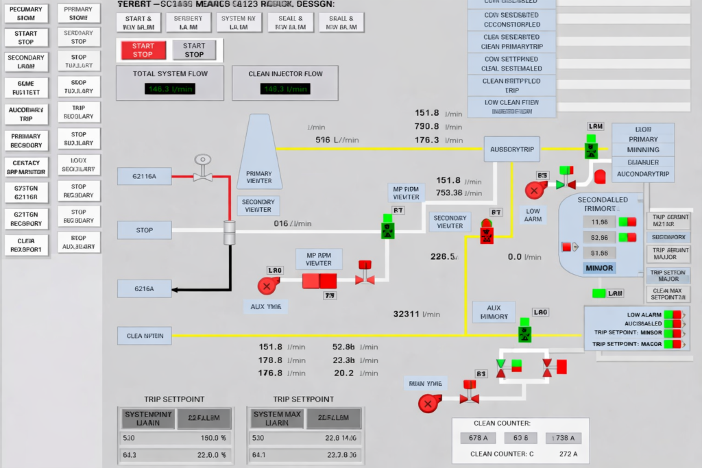 scada interface with process flow diagram